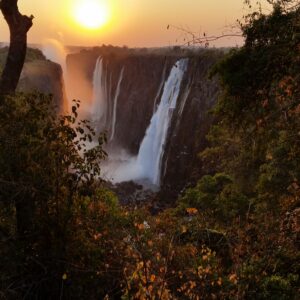Victoria falls sunset vertical dark